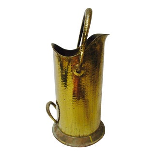 Brass or Hammered Copper Basket Coal Scuttle For Sale