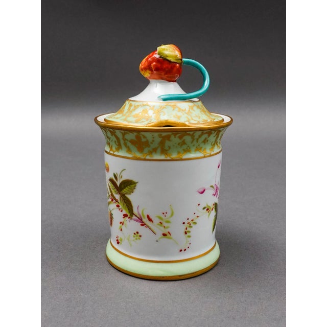 Sevres Modele et Decoration Exclusive A La Main French Porcelain Lidded Jam Jar With Strawberry Finial. Measures...
