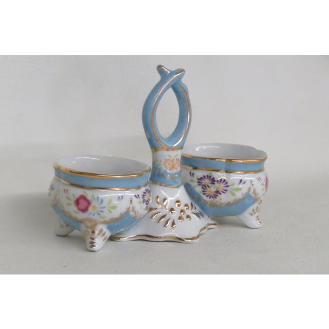 Limoges China Double Open Salt Cellar With Handle Vintage Hand Painted 4696b For Sale - Image 15 of 15
