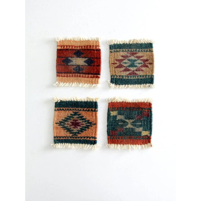 Mid 20th Century Vintage Southwestern Textile Coasters Set 4 For Sale - Image 5 of 11