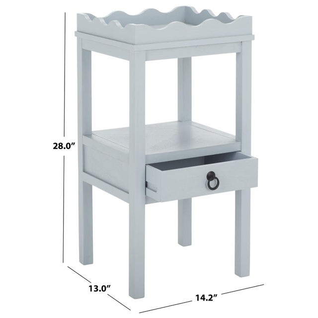 Contemporary Darlyn Scalloped 1 Drawer Accent Table in Winter Sky For Sale - Image 3 of 9