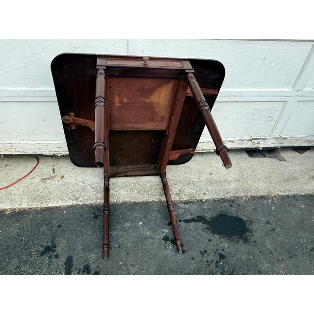 19th Century Antique English Regency Style Mahogany Drop-Leaf Pembroke Side Table For Sale - Image 14 of 18