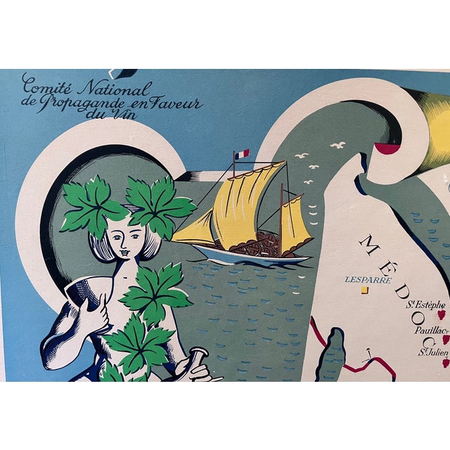 Vineyards of Bordeaux France 1954 Tourism Wine Print For Sale In Saint Louis - Image 6 of 7