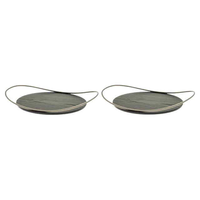 Touché Bois Tray in Black Ash Wood by Mason Editions, Set of 2 For Sale