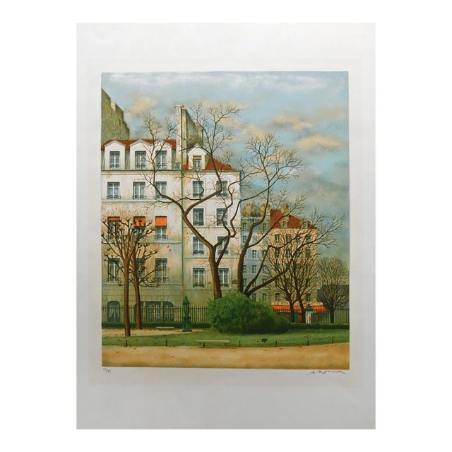 Andre Renoux "Le Square Viviani" Lithograph Unframed Make Offer! For Sale
