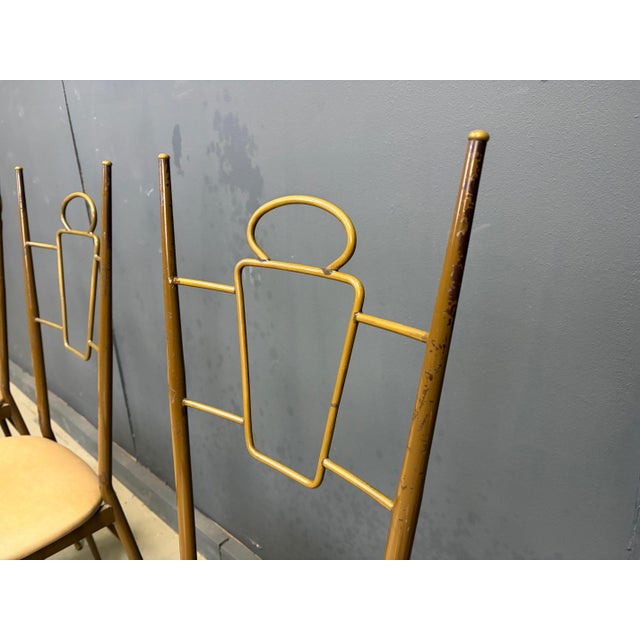 Gold Mid-Century Modern Italian Brass Dining Chairs, 1950s, Set of 4 For Sale - Image 8 of 14