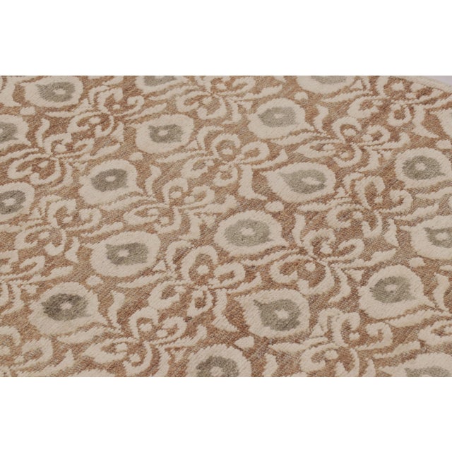 Late 20th Century Contemporary Floral Block Print Wool & Natural Silk Runner by Rug & Kilim, India For Sale - Image 5 of 9