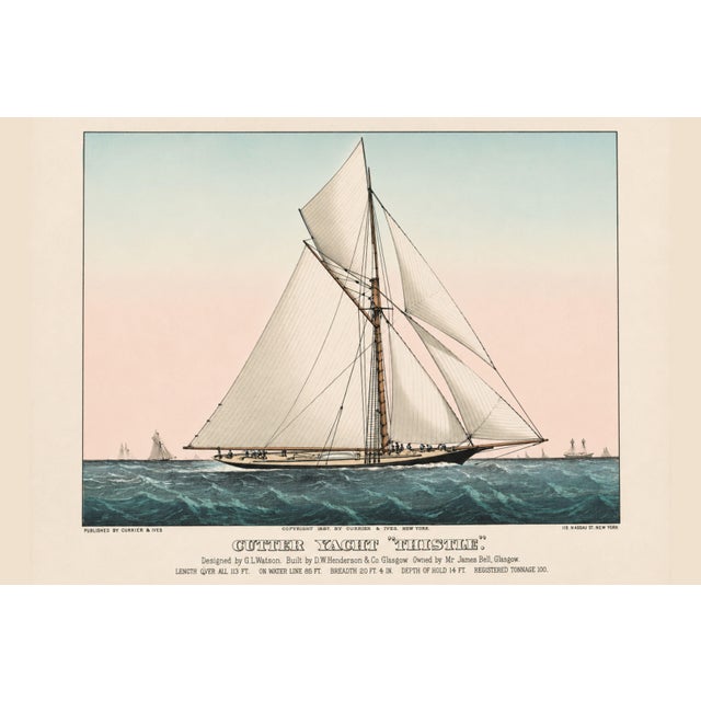 Cutter Yacht Thistle, Vintage Art Print Reproduction, 60" X 40" For Sale