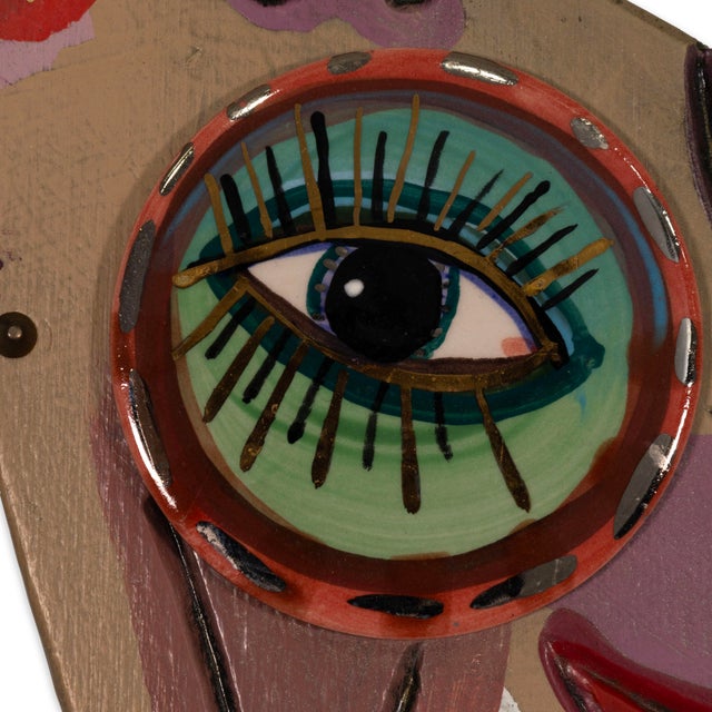 Pat Custer Denison Mixed Media Hanging Folk Art Deer For Sale - Image 4 of 7