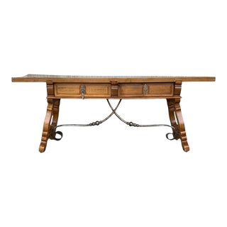 19th Century Spanish Bench Console Table With Drawers For Sale