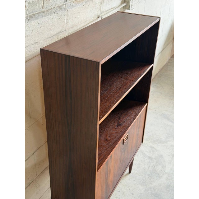 Rosewood Bookcase With Two Shelves and Drop Front Door Denmark 1960s For Sale - Image 9 of 10
