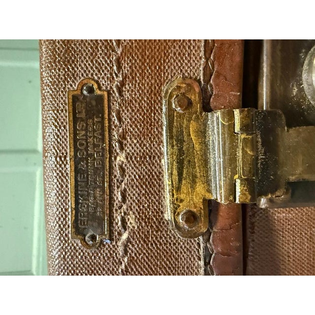 Textile Antique Canvas Travel Trunk For Sale - Image 7 of 8