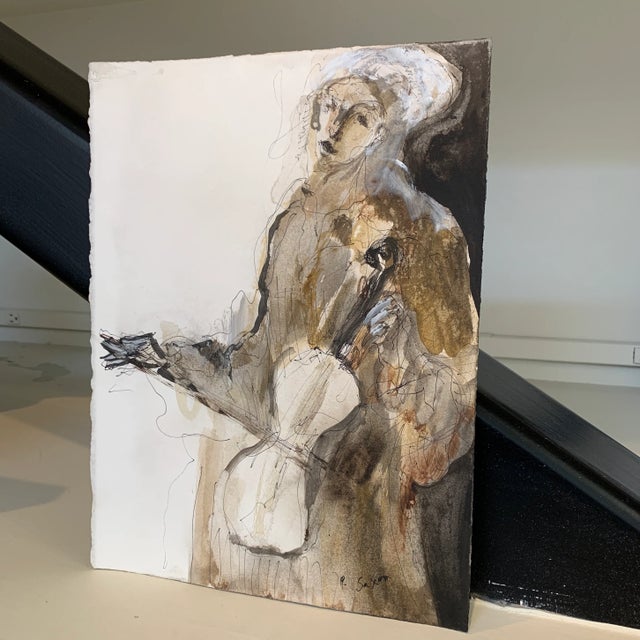 2020s Contemporary Abstract Figurative Ink Wash Painting on Paper by Phil Saxon For Sale - Image 5 of 12