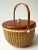 Early 21st Century Vintage Signed Nantucket Lightship Basket – Handcrafted With Lid, Bone Handle & Geometric Pattern For Sale - Image 5 of 9
