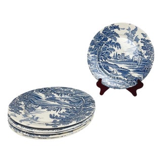 English Blue Dinner Plates from Lunéville, 1950s, Set of 6 For Sale