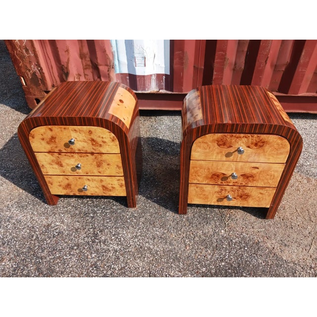Art Deco Bentwood 3 Drawer Nightstands