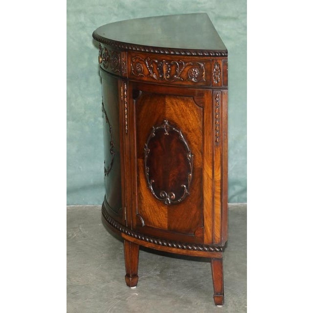 Antique Victorian Flamed Hardwood Demi Lune Sideboard, 1880 For Sale - Image 16 of 18