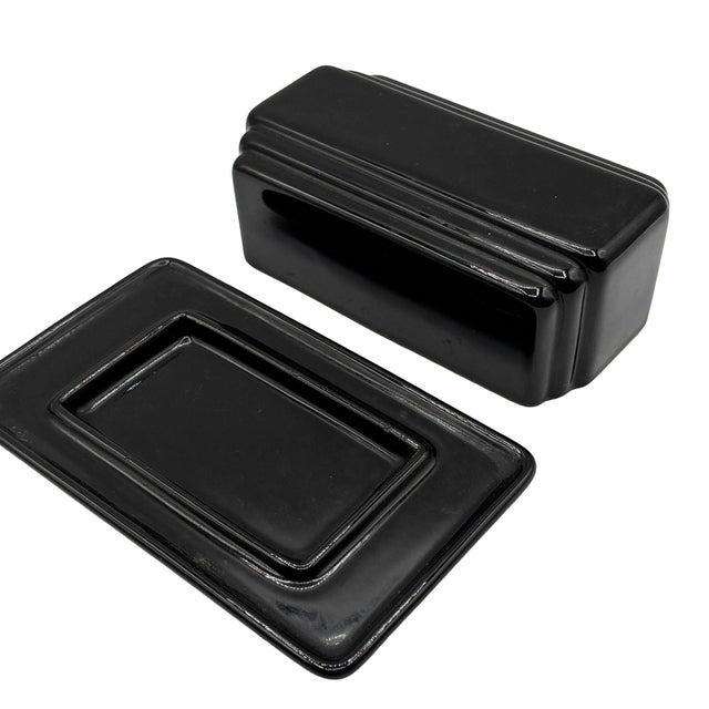 1981 Neo Art Deco Black Bowl, Vase, Shaker, Butter Dish, Kitchen Table Set of 9 For Sale - Image 15 of 17