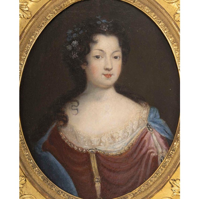 Three Portraits of The Princesses of Bourbon, Oil on Canvases, 18th Century, Framed For Sale - Image 11 of 15