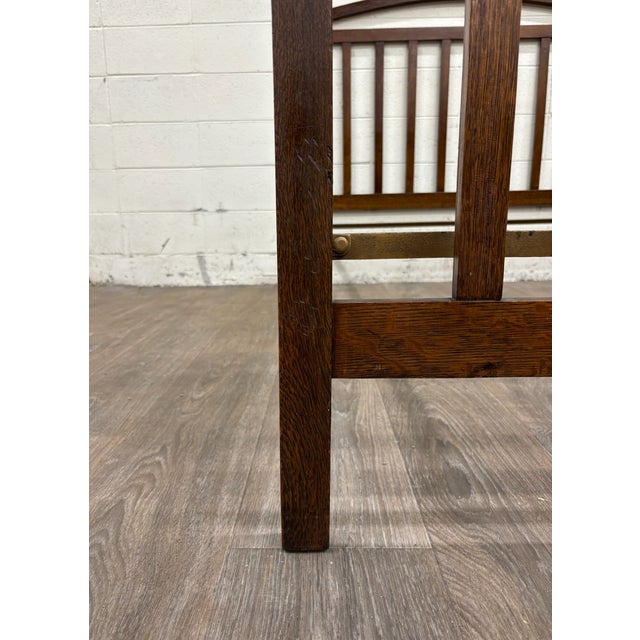 Early 20th Century Antique Full Size Northwestern MFG Co Arts & Crafts Mission Tiger Oak Bed For Sale - Image 5 of 18