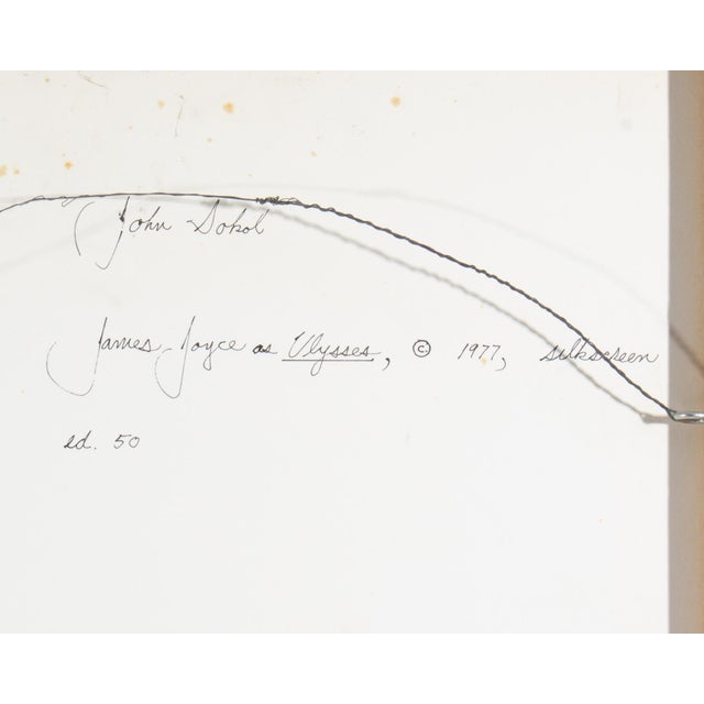 White 1977 “James Joyce as Ulysses” Word Portrait Serigraph Print by John Sokol For Sale - Image 8 of 9