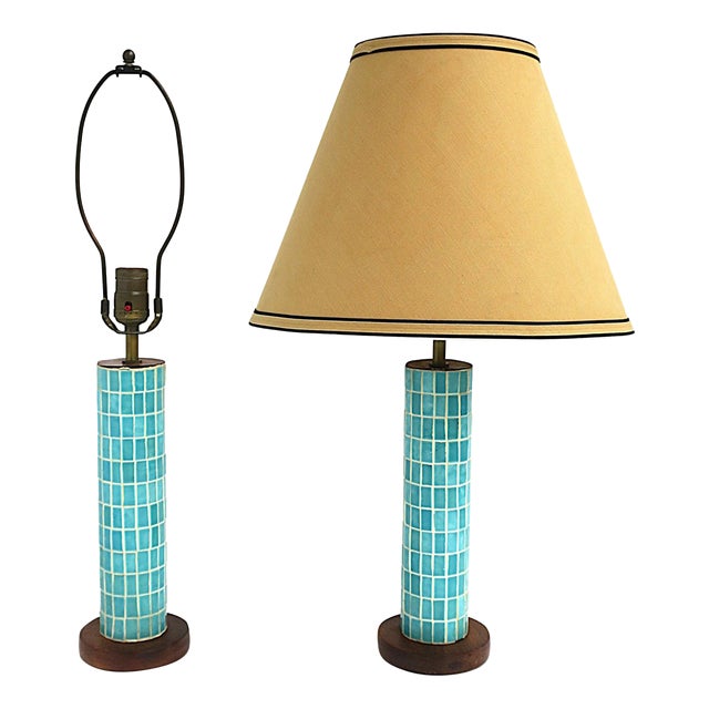 Tile Mosaic Table Lamps - A Pair For Sale