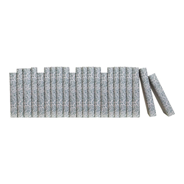 Decorative Books - Sage Damask Paper Wrapped Books - Green Books By The Foot For Sale