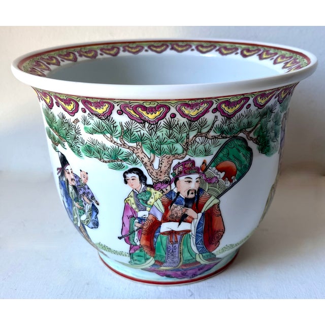 Ruby Red Chinese 'Famille Verte' Porcelain Cachepot-Quianlong Mark For Sale - Image 8 of 8