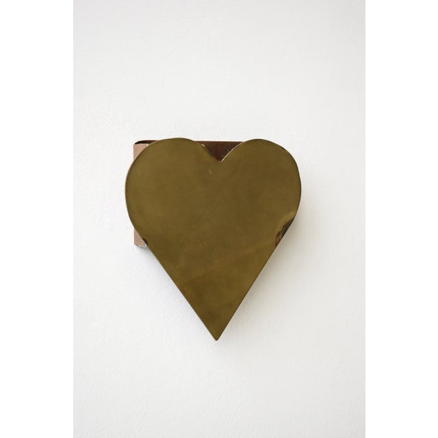 Metal Vintage Brass + Copper Heart Wall Pocket, Circa Mid-20th Century For Sale - Image 7 of 13