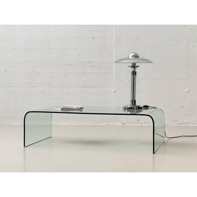 Mid-Century Modern Glass Table with Curved Glass Top, 1970s For Sale - Image 15 of 16