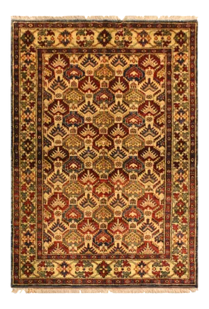 1980s 1980's Semi Vintage Kazak Gold/Blue Wool Rug - 4'3'' X 5'6''