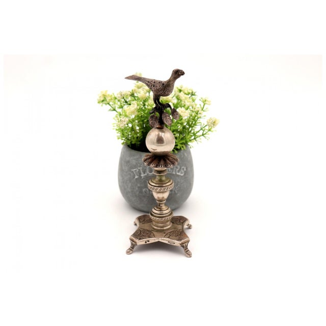 Silver Toothpick Holder with Bird For Sale - Image 4 of 7
