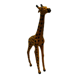 Vintage Leather Wrapped Giraffe Statue Safari Decor
