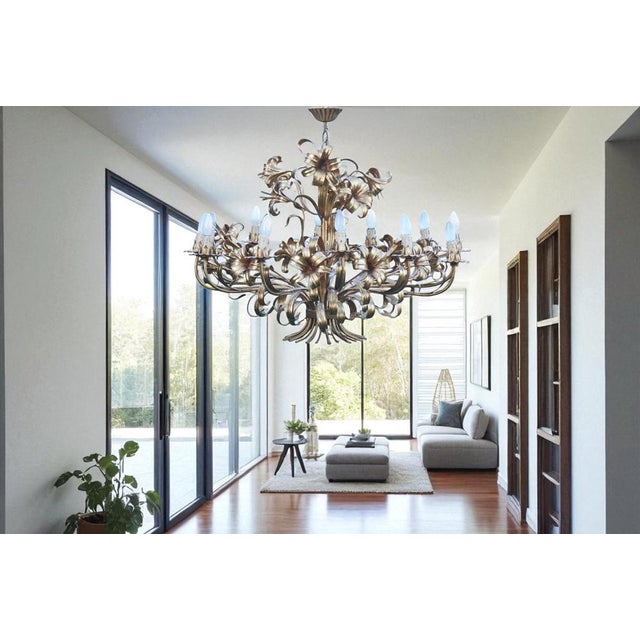 Large Hollywood Regency Calla Lily Chandelier with 12 Lights attributed to Hans Kögl, 1970s For Sale - Image 6 of 16
