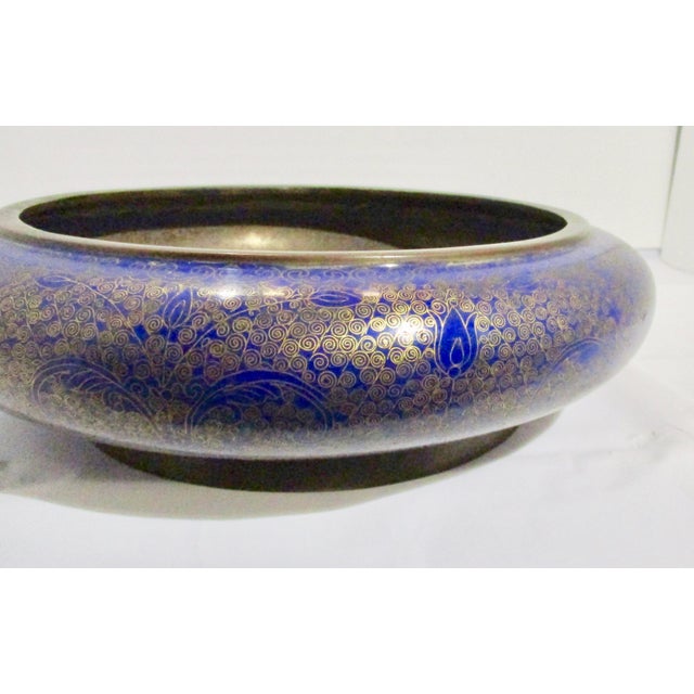 Antique Chinese Dark Blue Enamel Shallow Bowl 1920s For Sale - Image 4 of 11