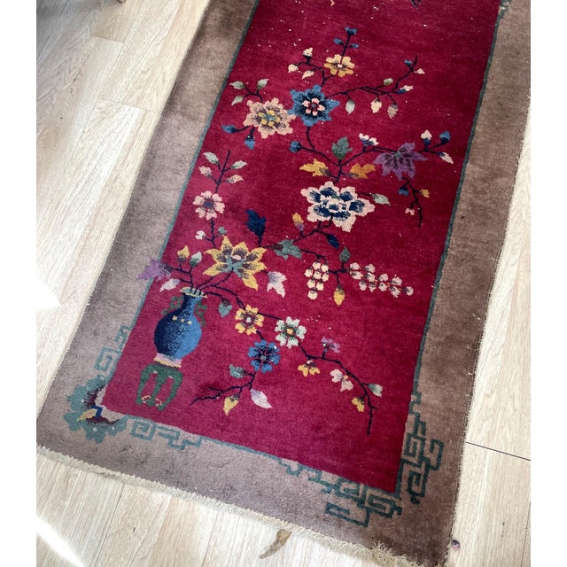 1920s Antique Chinese Art Deco Rug 2.10' X 5.10' (86cm X 178cm) 1920s For Sale - Image 5 of 6