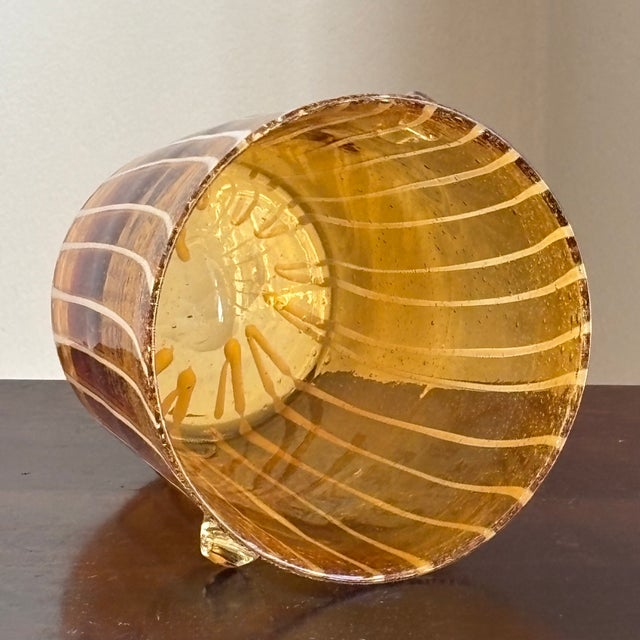 Mid 20th Century Vintage 1970s Venini for Disaronno Murano Glass Ice Bucket, Amber & White For Sale - Image 5 of 17