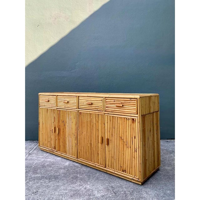 Late 20th Century Vintage Stacked Rattan Credenza For Sale - Image 5 of 12