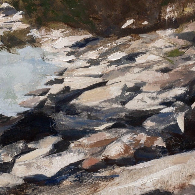 2020s Contemporary The Light That Falls by Jon Doran | Oil on Panel Sheltered Cornish Inlet in Summer For Sale - Image 5 of 10