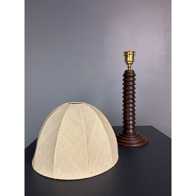 Brutalist French Wood Turned Mushroom Table Lamp in the style of Charles Dudouyt, 1950s For Sale - Image 10 of 12
