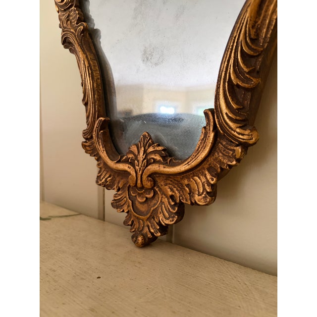 Pair of Italian Rococo Giltwood Mirrors With Antiqued Glass For Sale - Image 11 of 14
