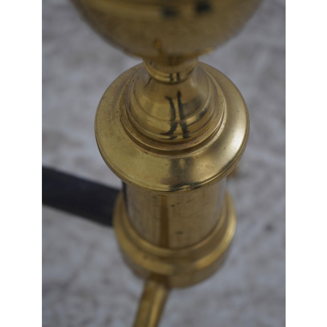 Pair Virginia Metalcrafters Colonial Style Brass Fireplace Andirons For Sale - Image 9 of 13