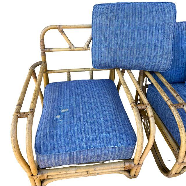 Mid-Century, Rattan Chairs, White Craft Products, Styled After Paul Laszlo, Miami, Fl Pair (2) For Sale - Image 15 of 18