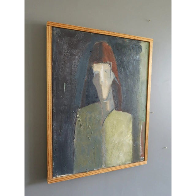 Figurative 1978 Modernist 'Maris' Vintage Original Figurative Portrait Oil Painting, Framed For Sale - Image 3 of 11