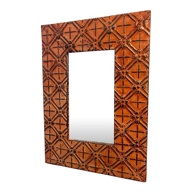 Ogt Recycled Antique Tin Ceiling Mirror For Sale