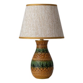 Mustard and Green Ceramic Table Lamp from Bay Keramik, West Germany, 1960s For Sale