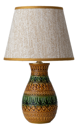 Mustard and Green Ceramic Table Lamp from Bay Keramik, West Germany, 1960s