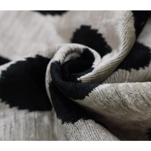 Black Hand-Knotted Silk Velvet Polka Dot Pillow - 16x16 Black & Champagne For Sale - Image 8 of 8