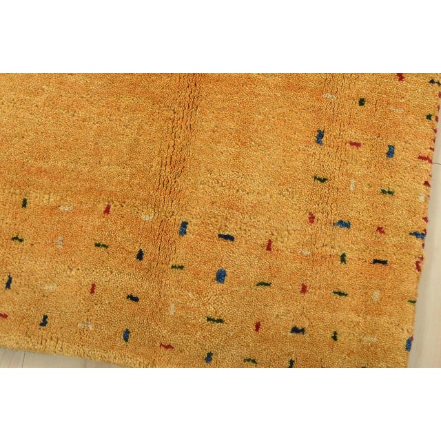 Gabbeh Rug 2’3” X 4’8” Gold Wool Contemporary Hand-Knotted Carpet For Sale - Image 4 of 13