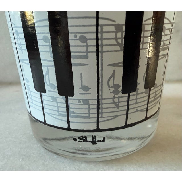 Glass Vintage Shafford Piano & Music Notes Lowball Glasses - Set of 4 For Sale - Image 7 of 8